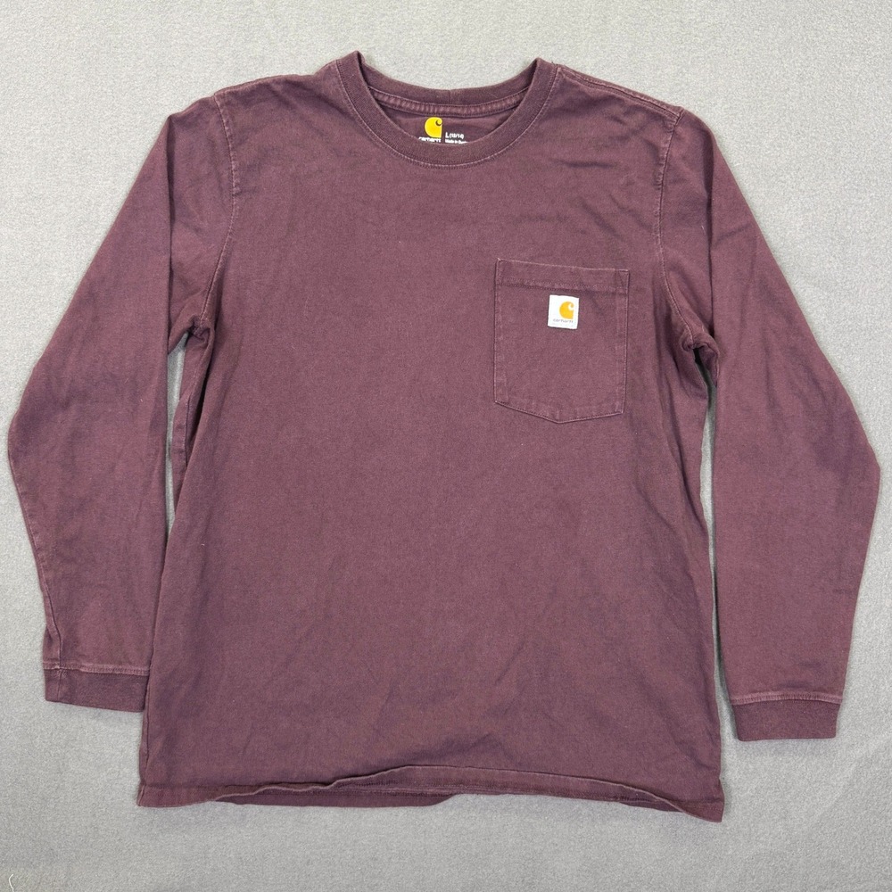 Carhartt Pocket Tee Youth L Purple Long Sleeve Original Fit Cotton Work Shirt